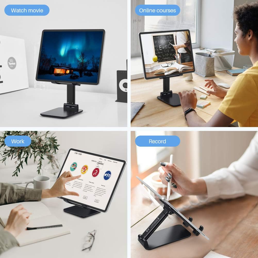 Anozer Foldable & Adjustable Tablet Stand, [2021 Updated] Extendable Compact Desktop Tablet Stand Holder Cradle Dock Compatible with Phones, iPad, Samsung Galaxy Tabs, Kindle(13’’ Max): Electronics