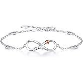 BlingGem Anklets for Women 925 Sterling Silver Infinity Hear Ankle Bracelet Cubic Zirconia Rose Gold Summer Beach Stylish Foot Chain Summer Vacation Jewelry Gift for Mom Women