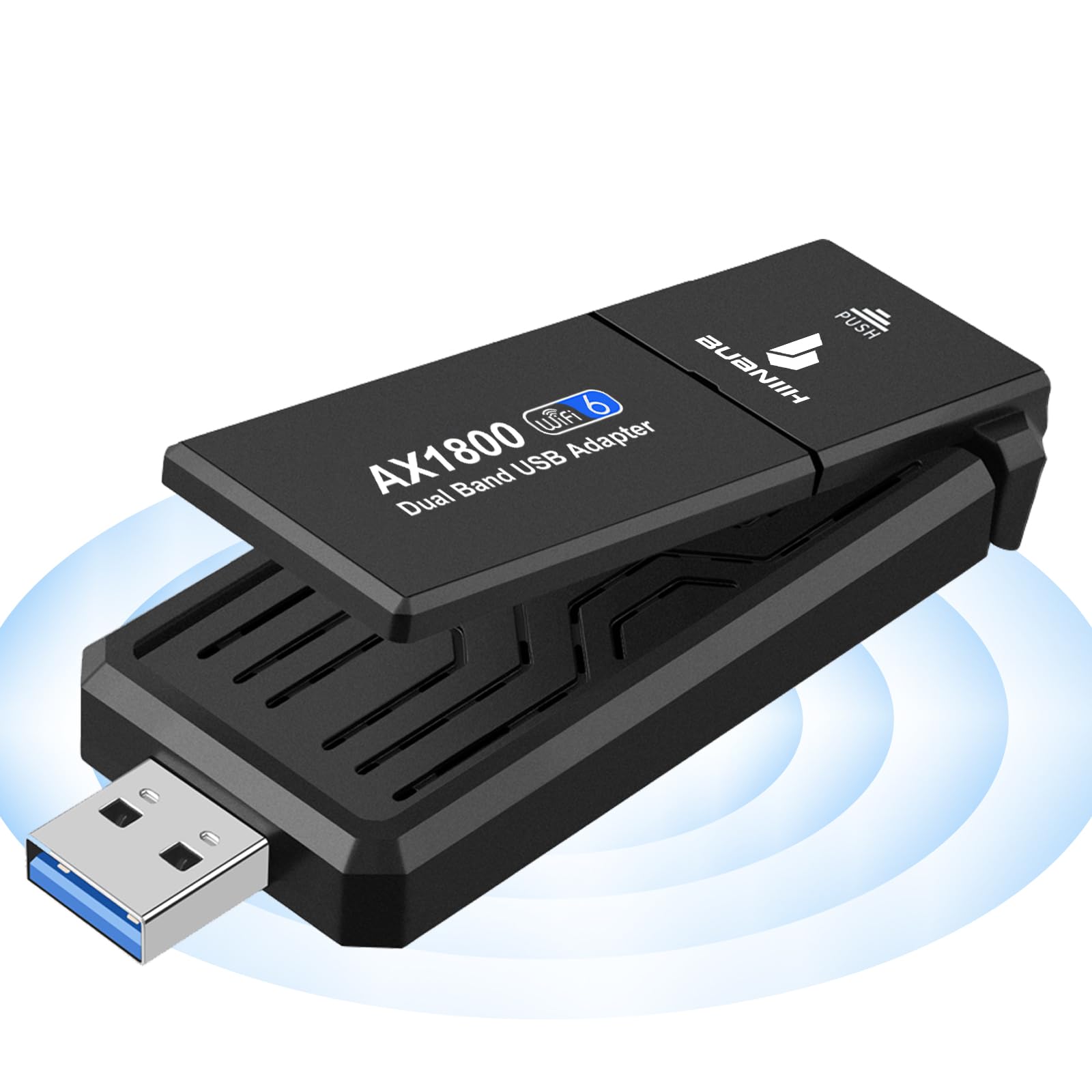 Photo 1 of WiFi Adapter for Desktop PC,WiFi 6 USB Adapter,1800Mbps,2.4G/574Mbps,5G/1201Mbps,High Gain Dual Band 5dBi Antenna,WPA3, Supports Windows11/10