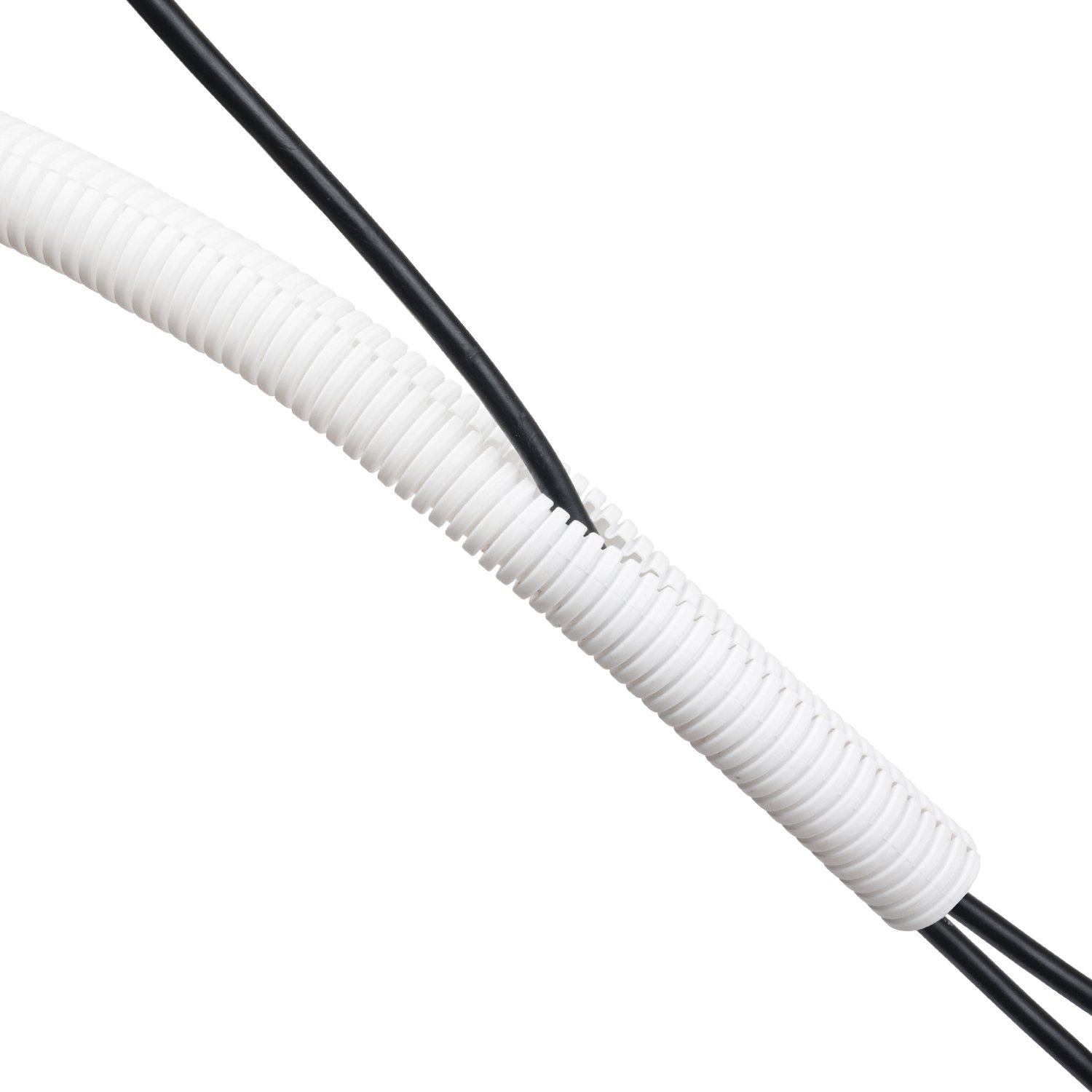 D-Line Cable Tidy Tube, Pre-Split Cable Sleeve, Flexible LDPE Electrical Conduit, PC Cable Management, TV Wire Hider - 25mm Diameter, 1.1m Length - White โ image 1