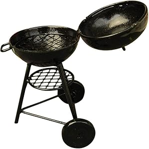 CuteExpress Miniature BBQ Grill Oven Model 1:12 Dollhouse Cooking Tool Garden Decoration Kicthen Accessories Roasting Cart Firewood Rack Holder (Round)