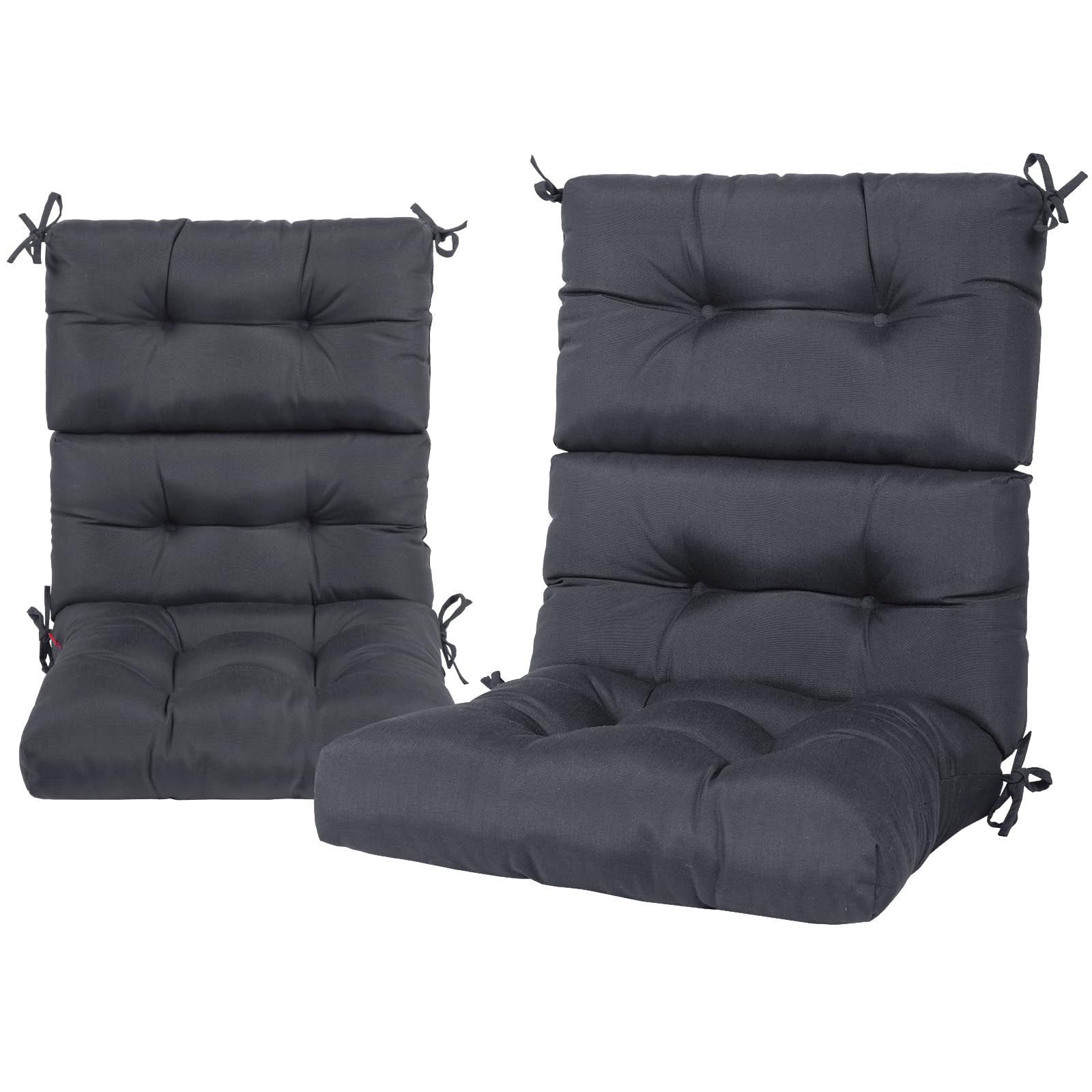 Photo 1 of Pcinfuns Rocking Chair Cushion Set, Indoor & Outdoor Rocker Cushions, Premium Tufted Pads Water Resistant Seat Cushions with Ties,Pack of 2,Black Grey