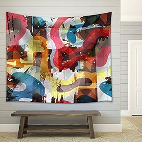 Vector - Graffiti Beautiful Abstract Background Vector Illustration - Fabric Wall Tapestry Home Decor - 51x60 inches