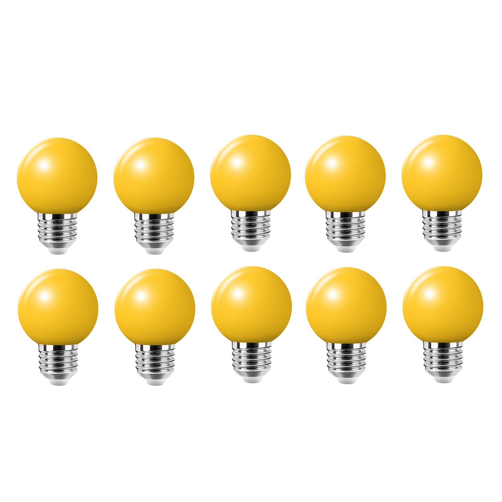 Jiotouhu 10 Pack e27 Coloured Light Bulb, G45 Yellow Light Bulb, 2W Equivalent to 20W Halogen lamp, LED Coloured GolfBall Bulbs, for Outdoor Indoor Decorative