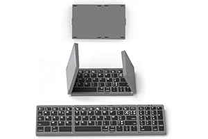 SIKAI CASE Foldable Wireless Keyboard with Numeric Keypad, AZERTY-Layout French European Wireless Keyboard for Tablet/ipad/Mac, Rechargeable Travel Keyboard