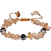 Jewever Evil Eye Bracelets with Natural Tumbled Chips Stones Crystals Quartz Bracelet for Women Energy Reiki Gemstones Spiritual Gems Jewelry Gifts