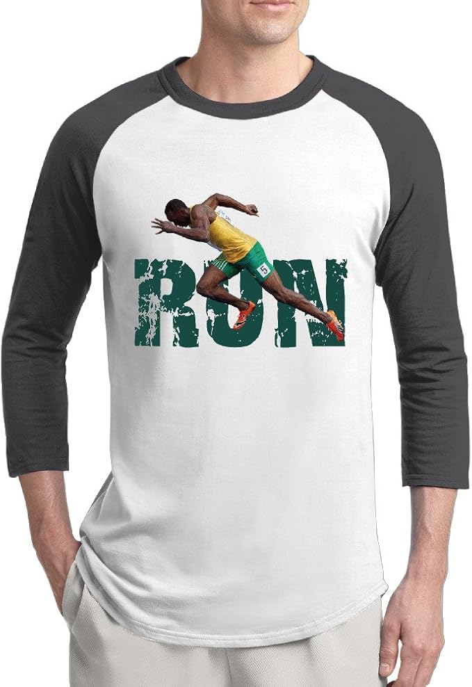 HighKey Men's Usain Bolt Half Sleeve Baseball T Shirts
