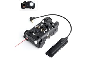 NOBUHIRO Upgrade Metal Airsoft PEQ Box Tactical Aiming Laser Sight, 10 Modes with Red/Green Laser+White Light+IR Laser for Strobe/Constant/Momentary Modes, Fit for AEG GBB CQB Picatinny Rail