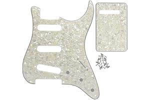 IKN 4Ply Aged Pearl ST Pickguard Backplate Set for 3 Single Coil Pickups-11 Hole, come with Pickguard Screws