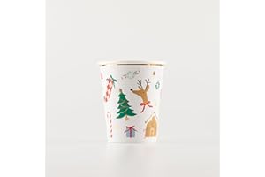 Meri Meri Christmas Party Cups (Pack of 8), Dispoable Paper Christmas Cups, 9oz., Sized for Kids & Adults, Ideal for Hot or Cold Party Drinks