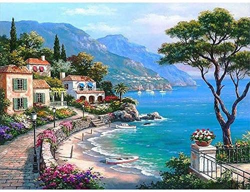 Paint by Number Kits,DIY Oil Painting Work by Number Kits Canvas Painting Numbers，Arts Craft,Great Bedroom,Living Room or Home Wall Decor，Rural Idyllic Landscape Pattern