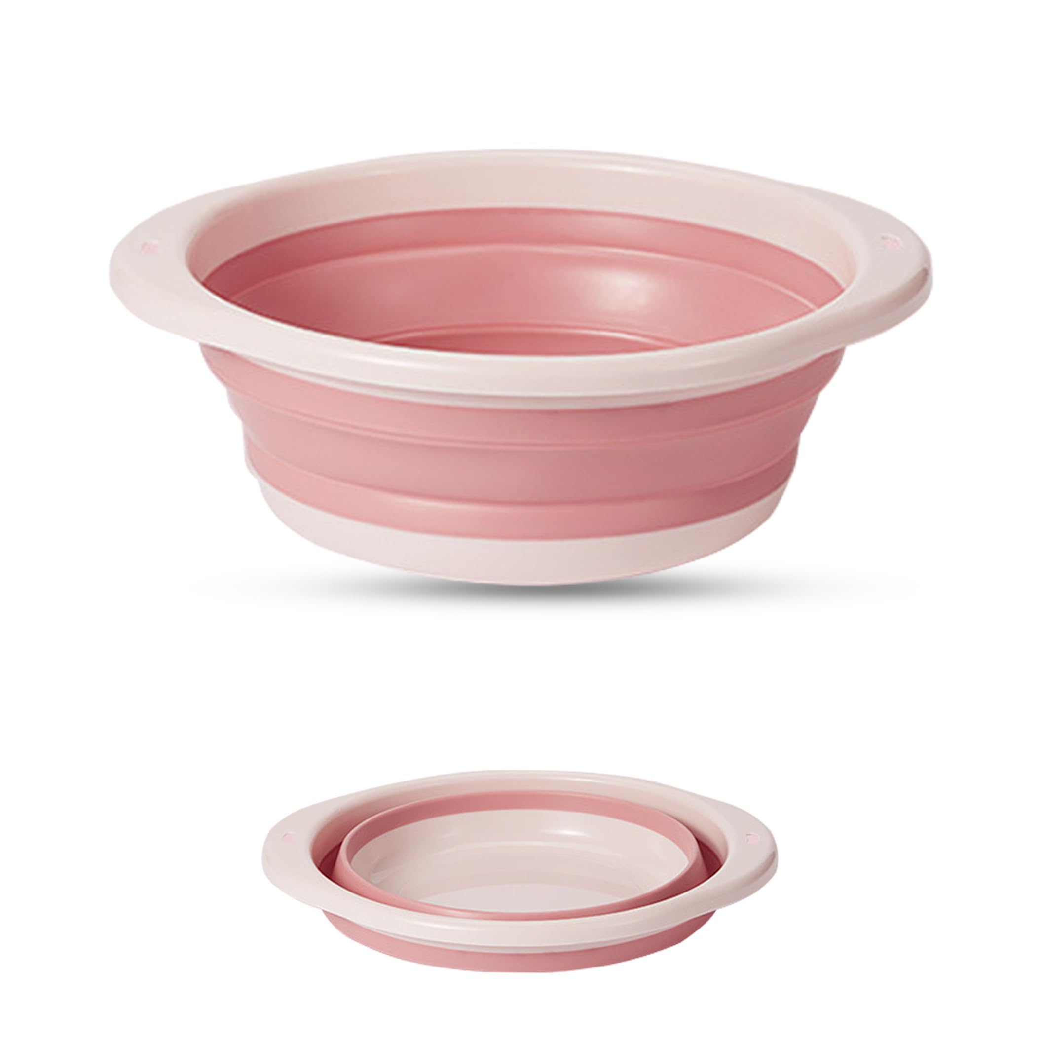 HUIBOHOU Folding Hand Wash Basin Multi-Functional Collapsible Washing Up Bowl Portable Washbasin Outdoor Travel Water Storage Basin (Pink, 21cm Dia, 7.5cm H)