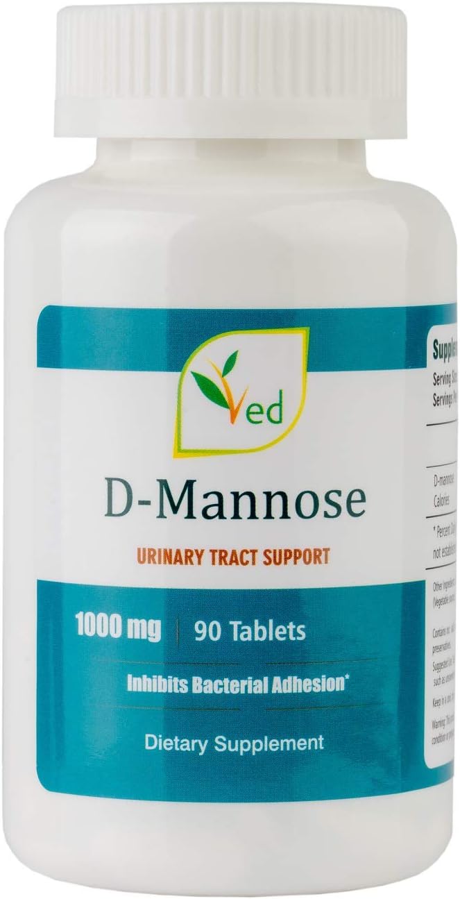 VED D Mannose 1000mg Tablets - Urinary Tract & Bladder Support - 90 Vegan Tablets - Food Supplement for Women & Men