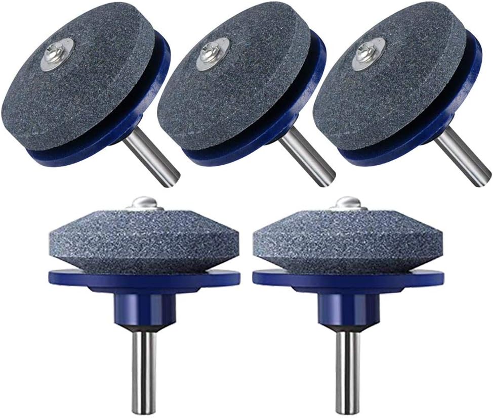 Alliebe 5 Pack Lawnmower Blade Sharpener Lawn Mower Sharpener for Power Drill Hand Drill