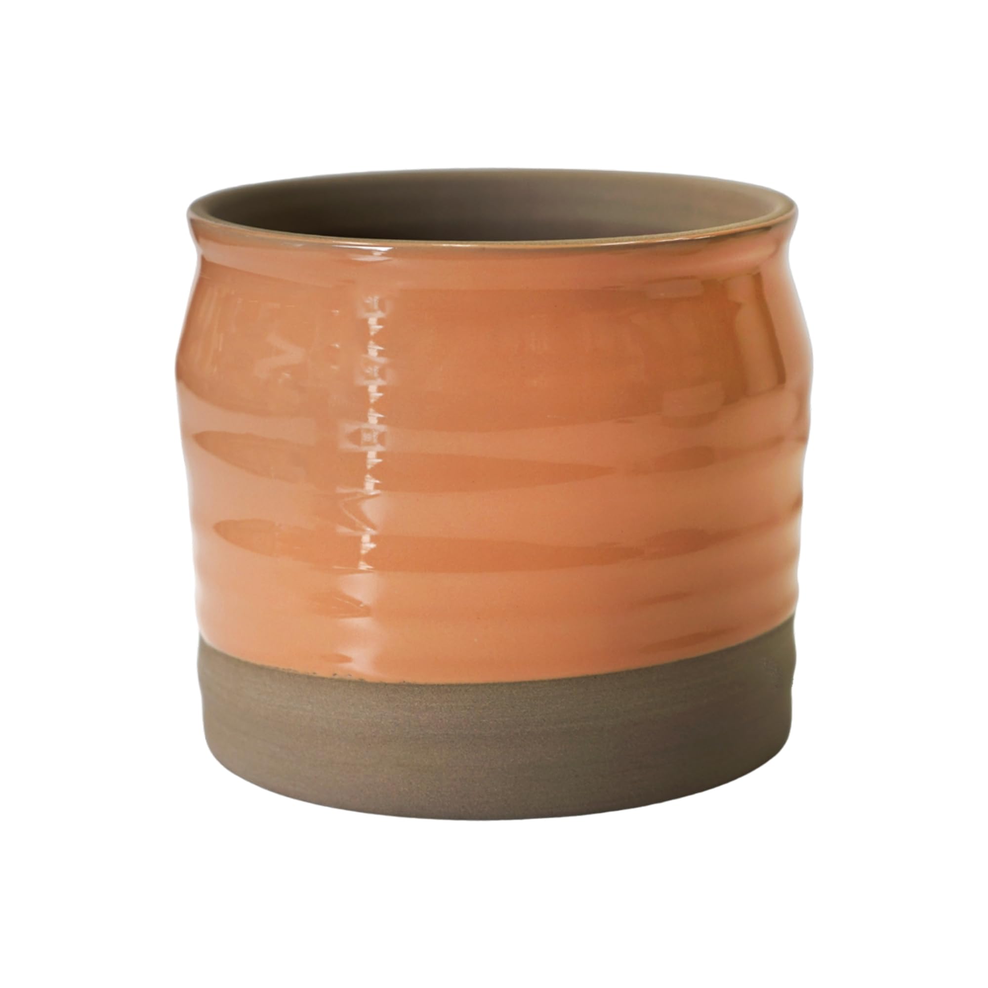 Ivyline Puro Lipped Gloss Ripple Planter in Peach - Premium Stoneware - Textured Ceramic Indoor Pot for Houseplants - H19cm x D21cm — image 1