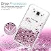 LeYi for Galaxy J7 Case with Tempered Glass Screen Protector [2 Pack] for Girls Women, Glitter Shiny Moving Quicksand Liquid Clear TPU Protective Phone Case for Galaxy J7 J700 2015 Rose Gold