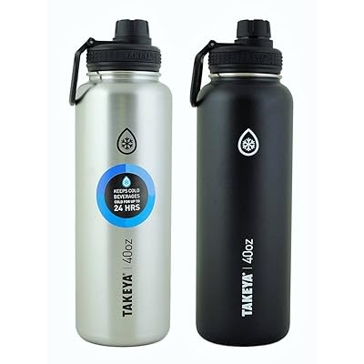 Takeya ThermoFlask 2 កញ្ចប់ ៤០ អោនខ្មៅនិងប្រាក់