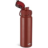 GOPPUS 20 Oz Insulated Stainless Steel Water Bottle BPA-Free Sports Water Bottle, Great for Travel, with Chug Lid - Leak & Sweat Proof with Anti-Dust Lid(red)