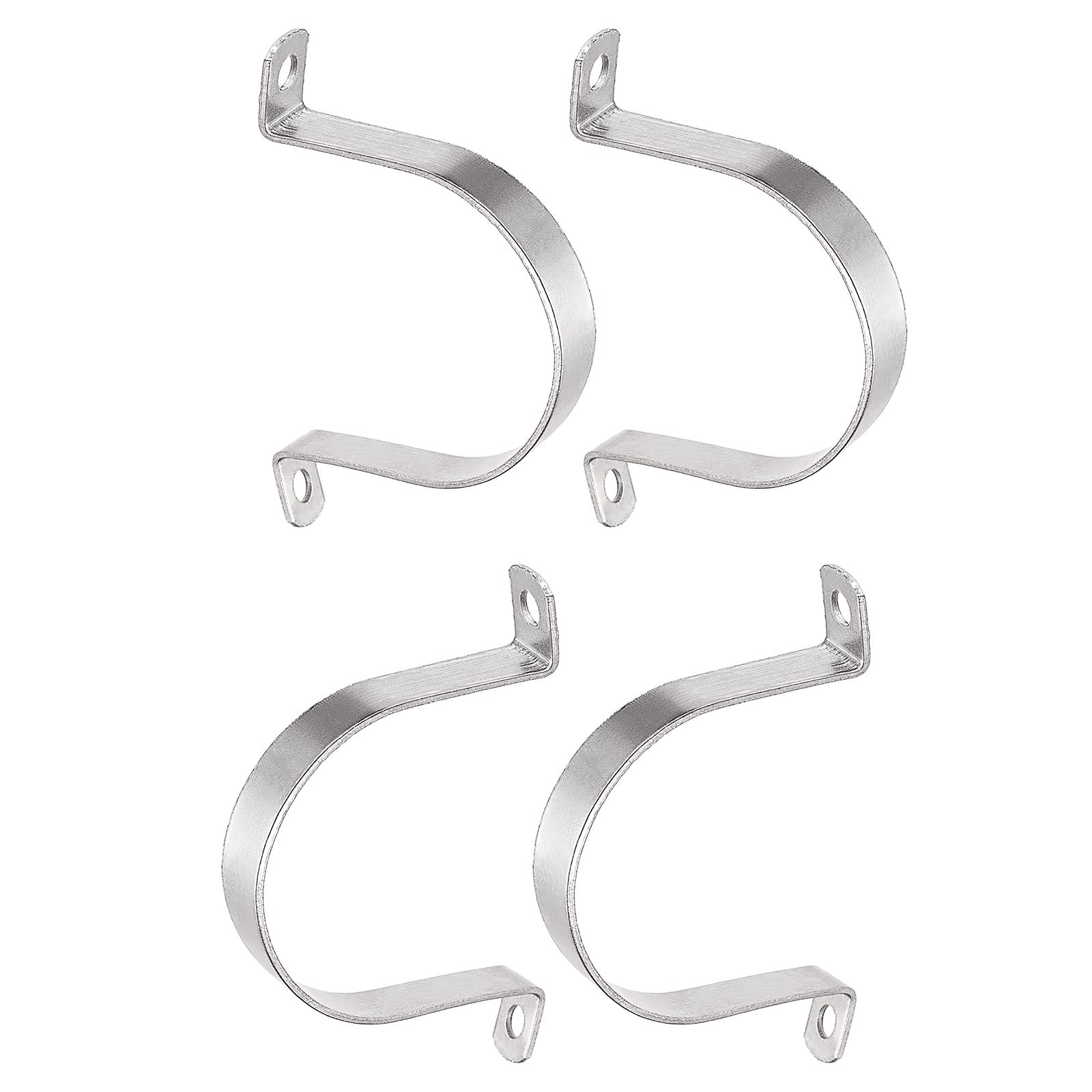 DTGN 19mm(W) Two Hole Strap - 4Pack - Good for Industrial 76mm Dia Pipe Fixing - 304 Stainless Steel Rigid Pipe Strap Clamp - Silver Tone