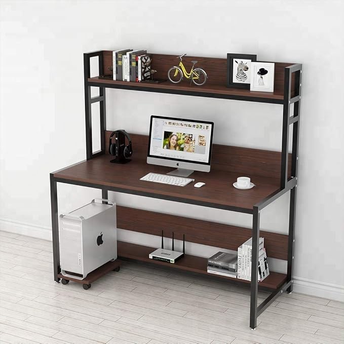 TEKAVO Wooden Modern MultiLayer Storage Computer Desk, Sturdy PC