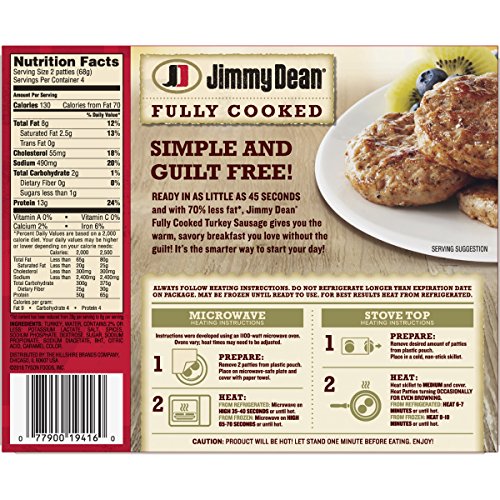 Jimmy Dean, Fully Cooked Turkey Sausage Patty, 8 Count - Thumbnail 3