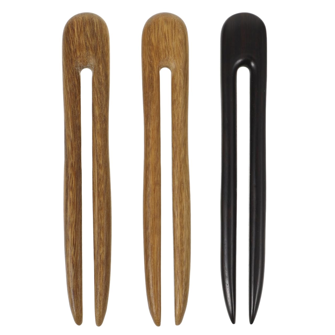 Lurrose 3pcs Ebony Hair Pins Wooden U Shape French Sticks Updo Chignon Hairpins for Women Girls Hairstyle Accessories