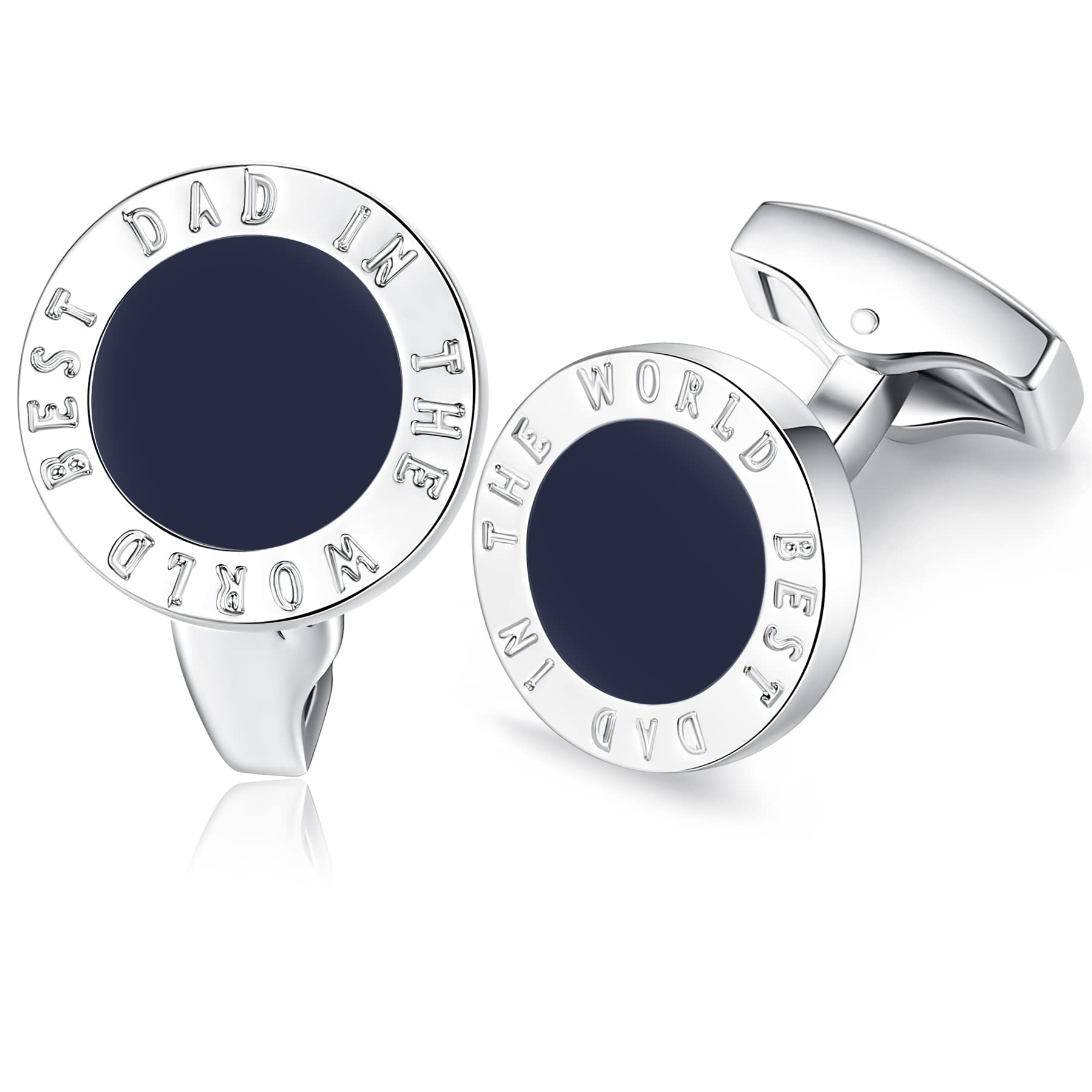 HONEY BEAR Round Best Dad in The World Cufflinks - Stainless Steel for Mens French Shirt
