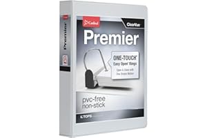 Cardinal 3 Ring Binder, 2 Inch Premier Easy Open Binder, ONE-Touch Locking Slant-D Rings, 565-Sheet Capacity, ClearVue Cover, PVC-Free, White (10320)