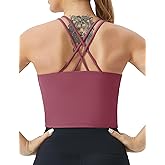 THE GYM PEOPLE Women's Cross Back Sports Bra Halter Neck Workout Crop Tank Tops with Removable Pads