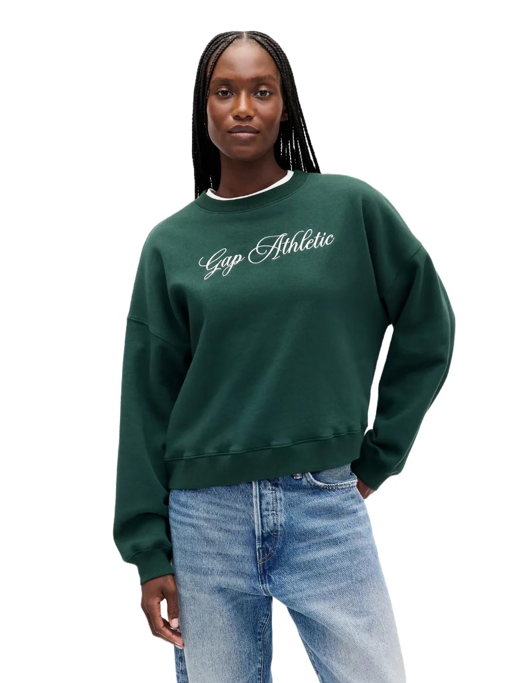 GAP womens Logo Fleece Pullover Hunter Green M