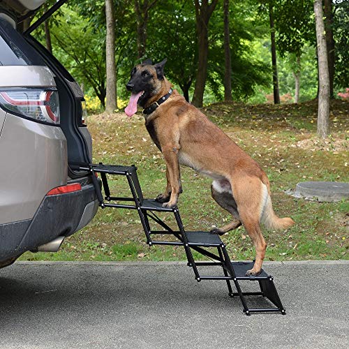 Niubya Upgraded Car Dog Stairs, Nonslip Foldable Metal Fram Pet Steps