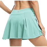 icyzone Athletic Skirts for Women - Workout Running Golf Tennis Skort with Pockets (Aqua, XL)