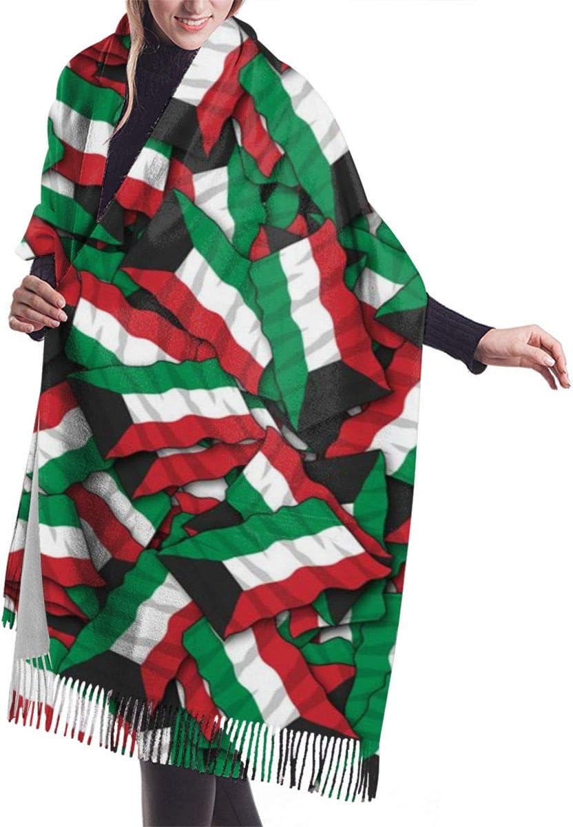 Kuwait Flag Pattern Women's Winter Warm Scarf Fashion Long Large Soft Cashmere Shawl Wrap Scarves