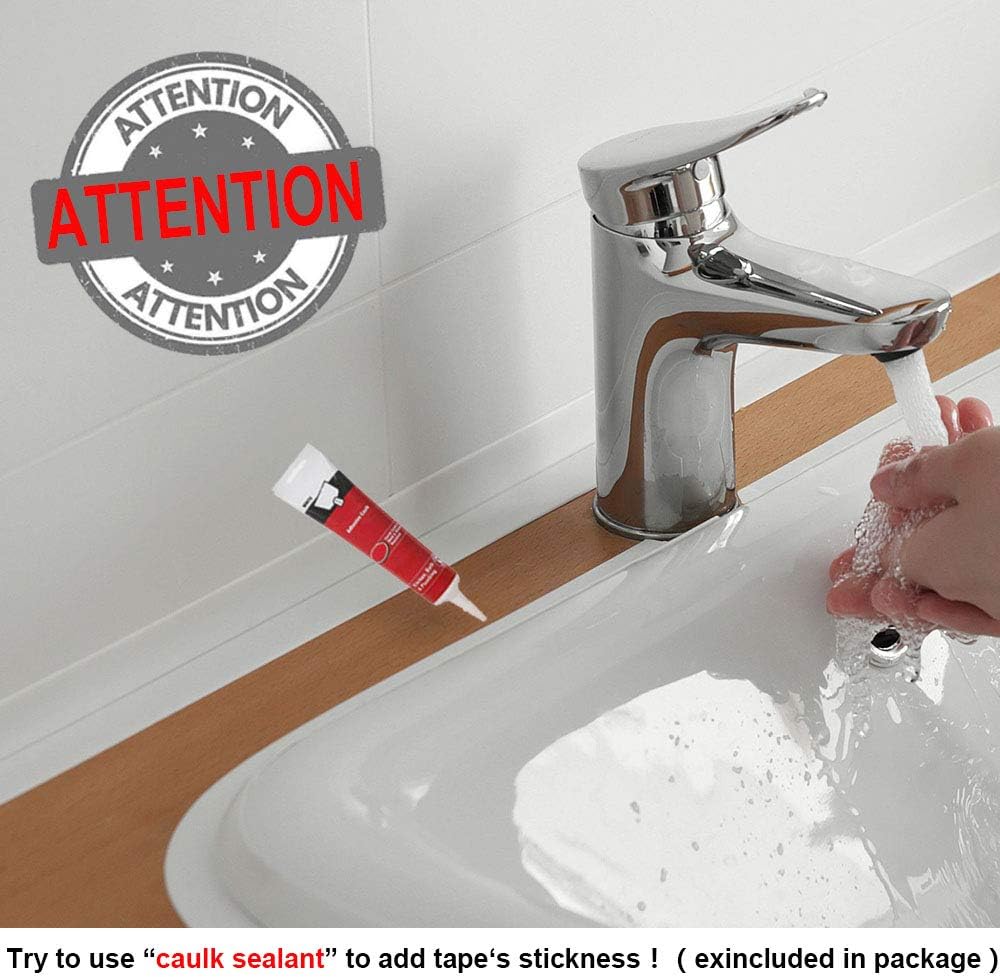 2 Pack Tape Caulk Strip, PVC Self Adhesive Caulking Sealing Tape for Kitchen Sink Toilet Bathroom Shower and Bathtub, 1-1/2" x 11' White - - 
