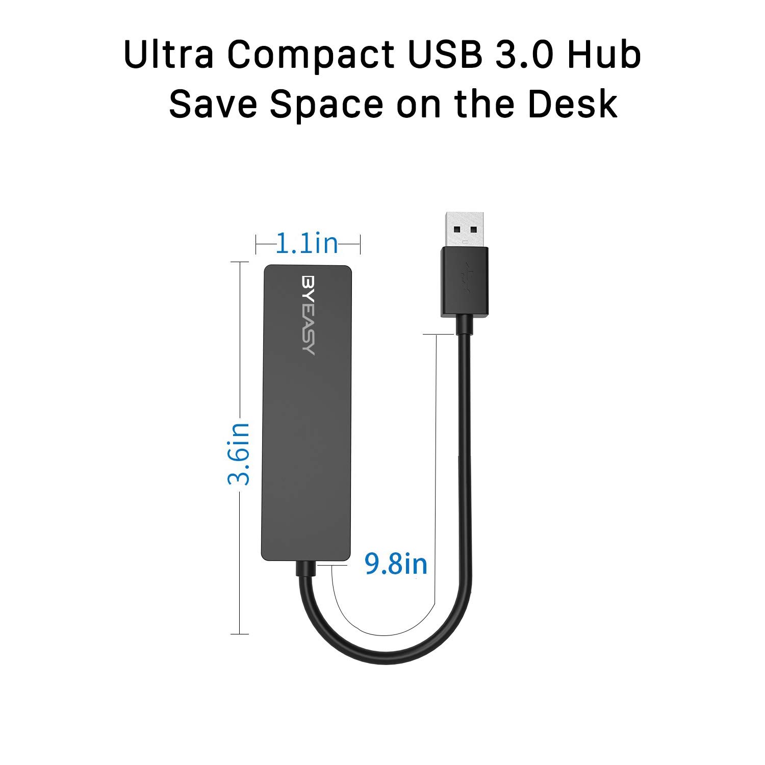 USB Hub, BYEASY 4-Port USB 3.0 Hub Ultra Slim Portable USB Splitter for iMac Pro, MacBook Air, Mac Mini/Pro, Surface Pro, Notebook PC, Laptop, USB Flash Drives, and Mobile HDD (Leather Black)