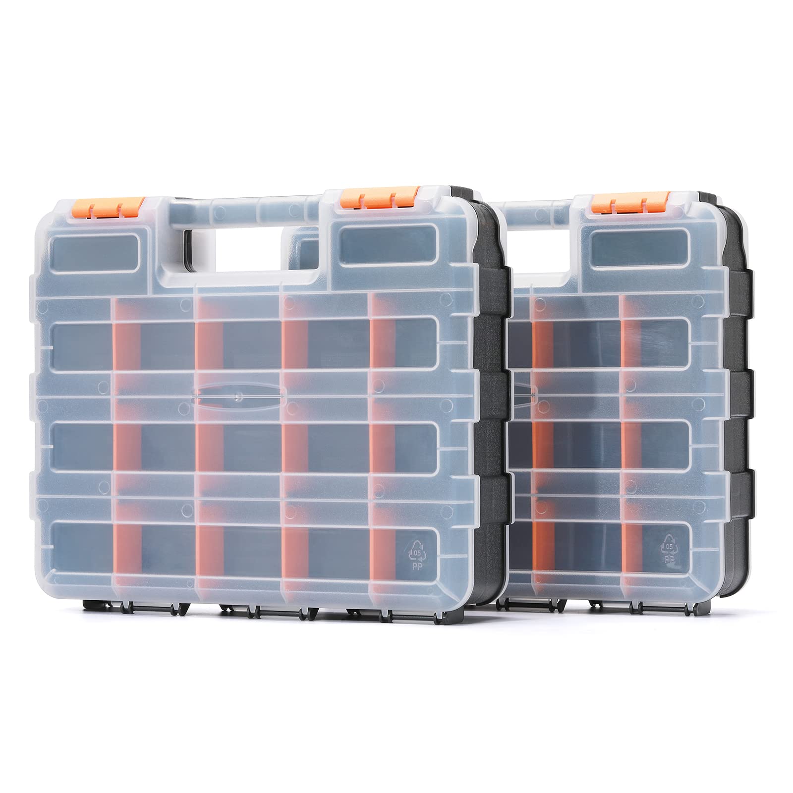 Photo 1 of ***SEE NOTES ***Mayouko Double Side Tools Organizer, Customizable Removable Plastic Dividers, Hardware Box Storage, Excellent for Screws,Nuts,Small Parts, 34-Compartment,2 PCS Set,12.6"L x 10.6"W x 3.2"H