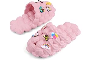 Flyswiso Bubble Slides for Kids Golf Ball Slides Boys Girls Funny Lychee Bubble Slipper Non-Slip Kids Beach Pool Bedroom Slippers Shower Sandals
