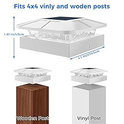 Peasur 4x4 Solar Post Cap Lights Outdoor with 3