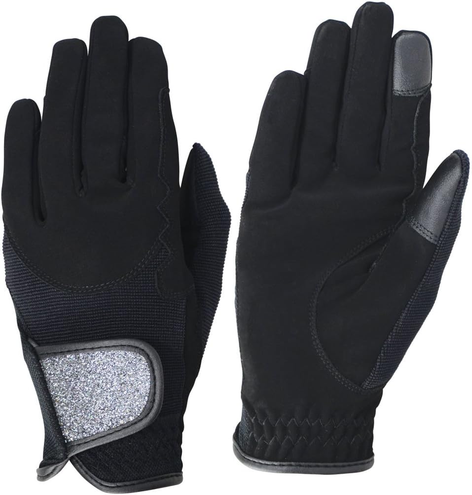Hy5 Roka Riding Gloves - VARIOUS COLOURS - VARIOUS SIZES (Large, Black/Silver)