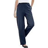 Woman Within Plus Size 7-Day Knit Ribbed Straight-Leg Pull-On Pants