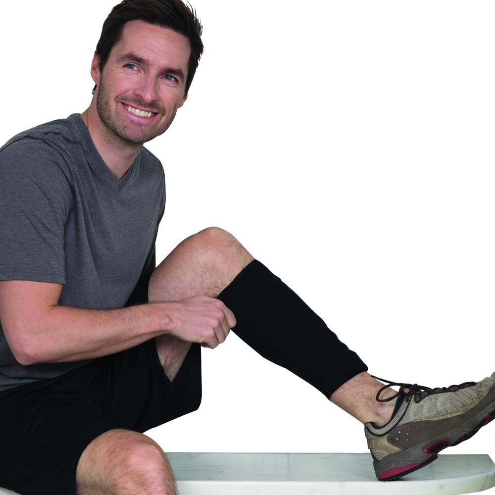 Brownmed - Sealed Ice Shin Ice - Leg Compression Sleeve to Support Shin Splint Relief - Flexible Shin Splint Wrap with Ice Pack - Reusable Cold Pack Wrap - Black