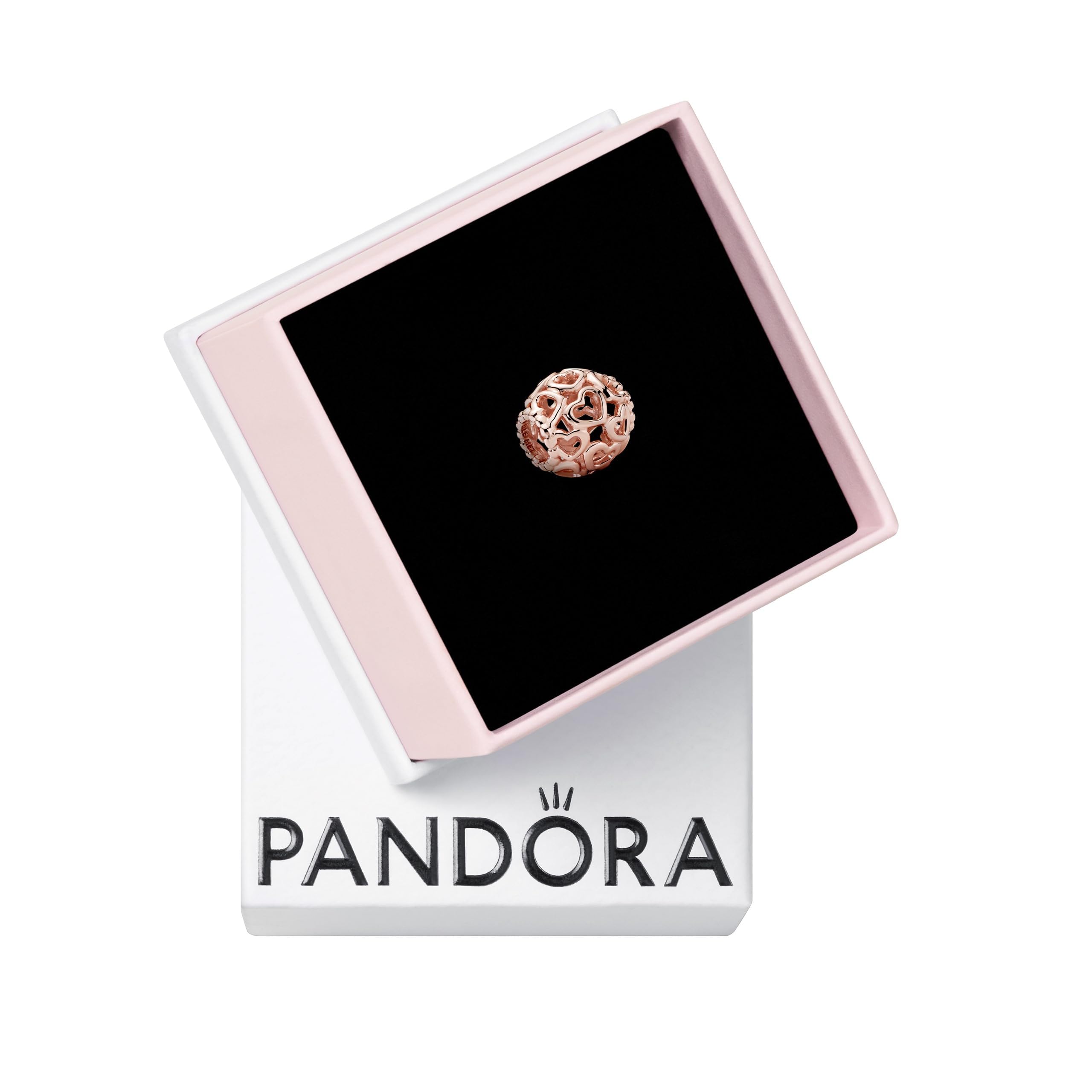 PANDORA Hearts All Over Charm - Compatible with PANDORA Moments - 14k Rose Gold-Plated - Gift for Her - Jewelry for Women with Gift Box