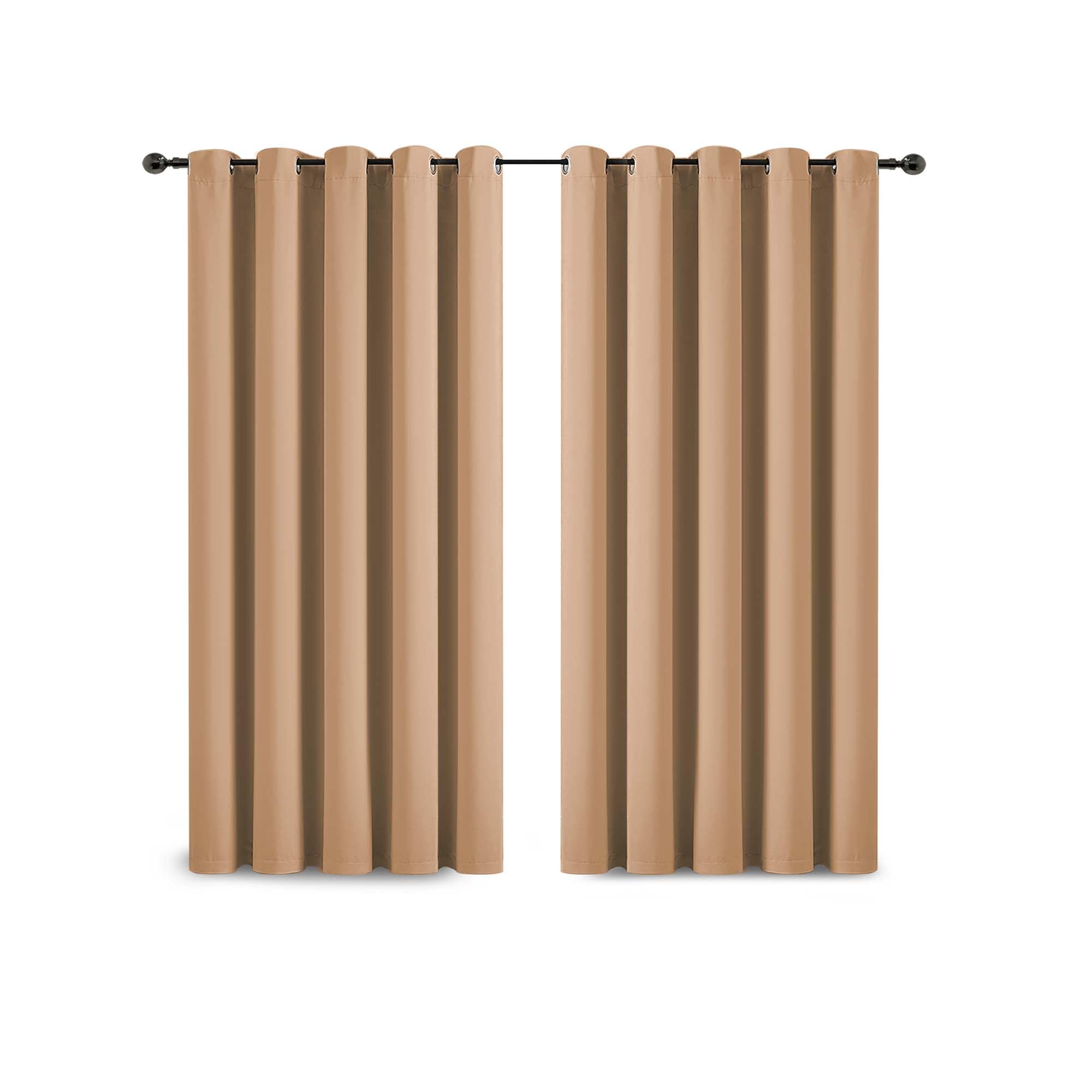 Yorkshire Bedding Blackout Curtain Ring Top 46x54 - Eyelet Thermal Insulated Door Beige Curtains for Bedroom Decor Energy Saving Panels + 2 Tiebacks