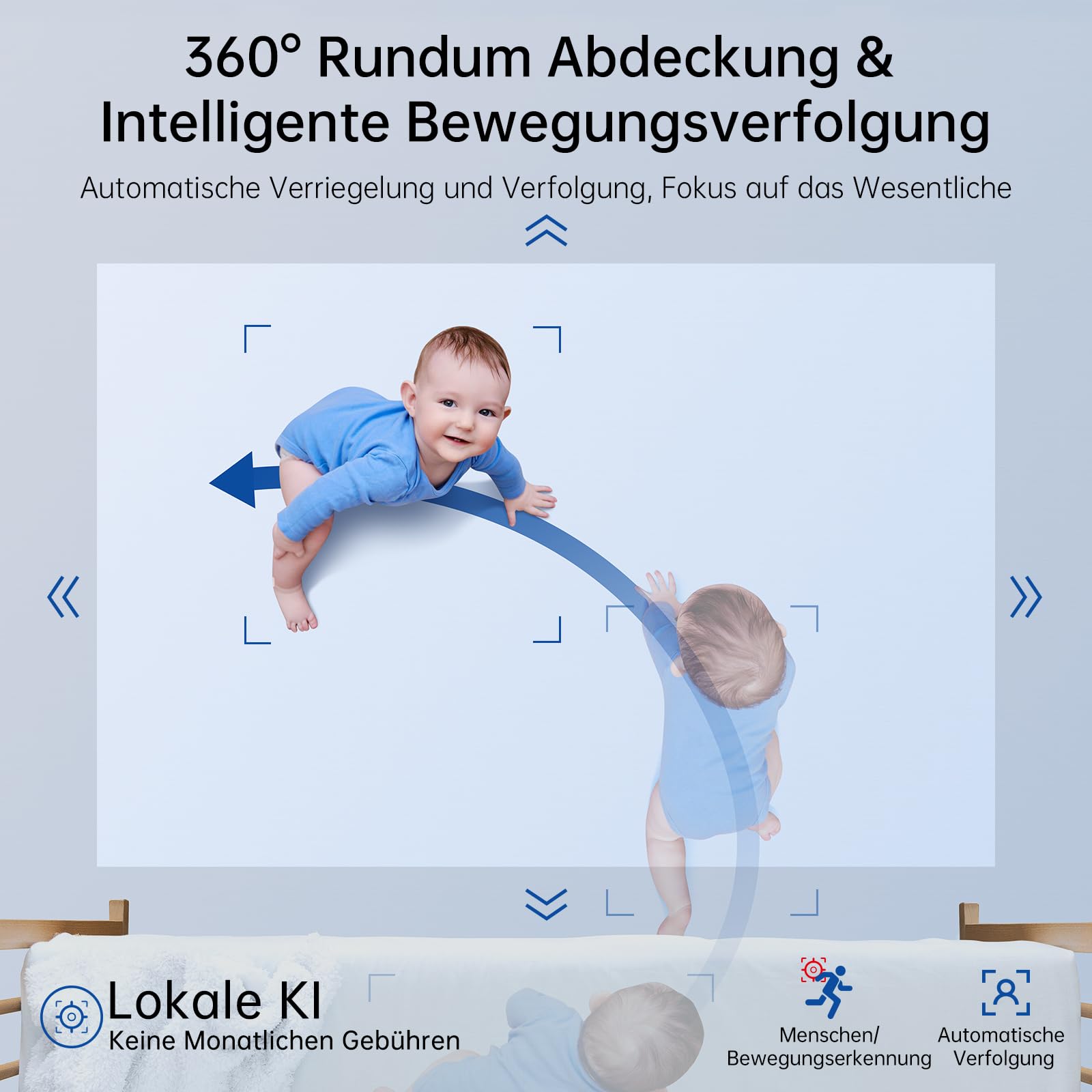 SYMYNELEC 2K Überwachungskamera Innen 360°, 5GHz/2,4GHz WLAN Überwachung mit KI Bewegungserkennung IR Nachtsicht, 4MP IP Security Kamera Indoor für Haustier, Hunde, Babyphone Kompatibel mit Alexa 6