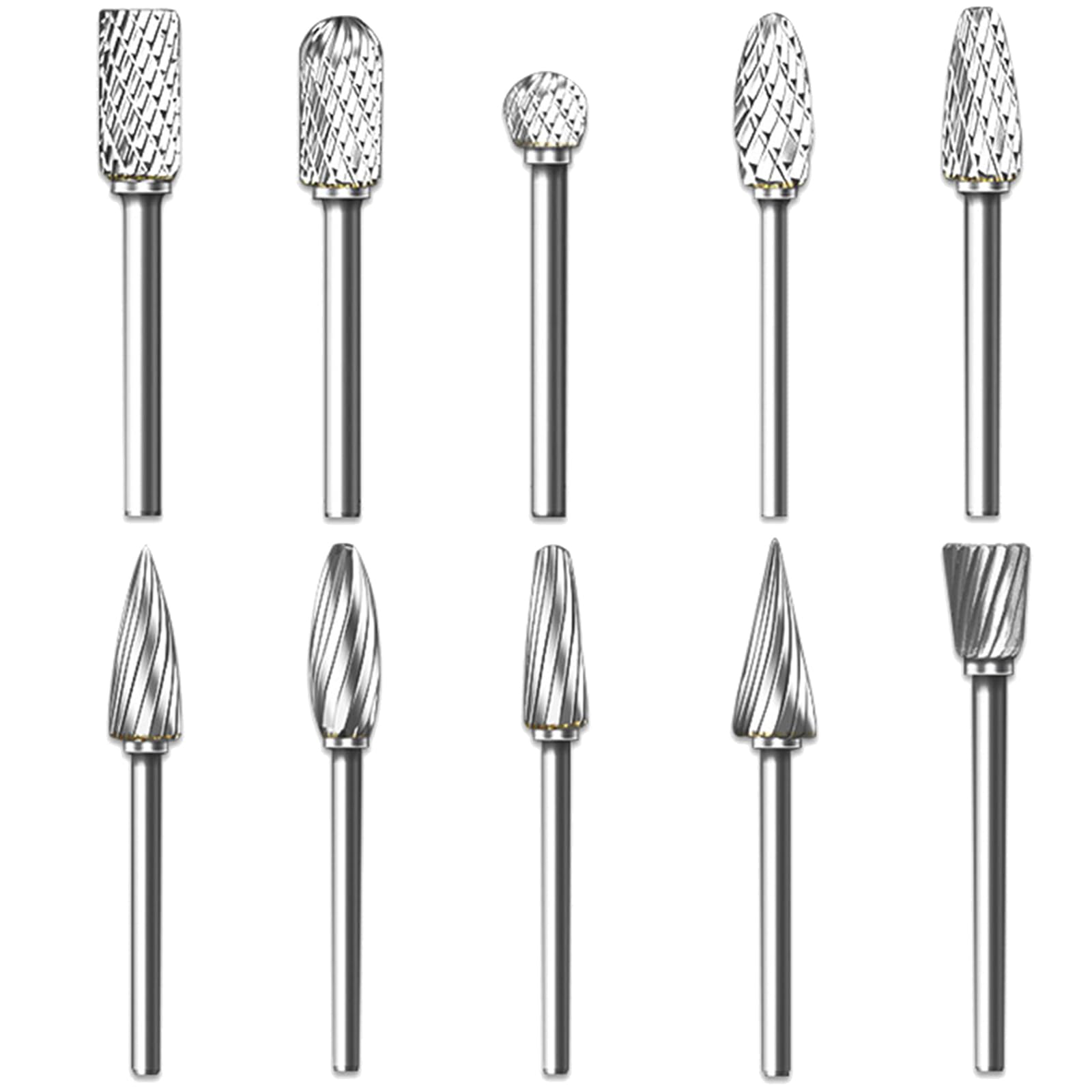 For Dremel Accessory, 10 Pcs 1/8 Inches Shank Fits Rotary Tool For Grinder Drill, Tungsten Steel Die Grinder Bits, DIY Woodworking, Carving, Metal Polishing, Engraving And Drilling