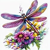 Dragonfly Flower Butterfly Floral PVC Vinyl Car Decals Stickers Waterproof Self-Adhesive Decals for Cars, Laptops, Trucks, Motorcycles Wall Window Luggage Scratch Cover Door Decor Sticker