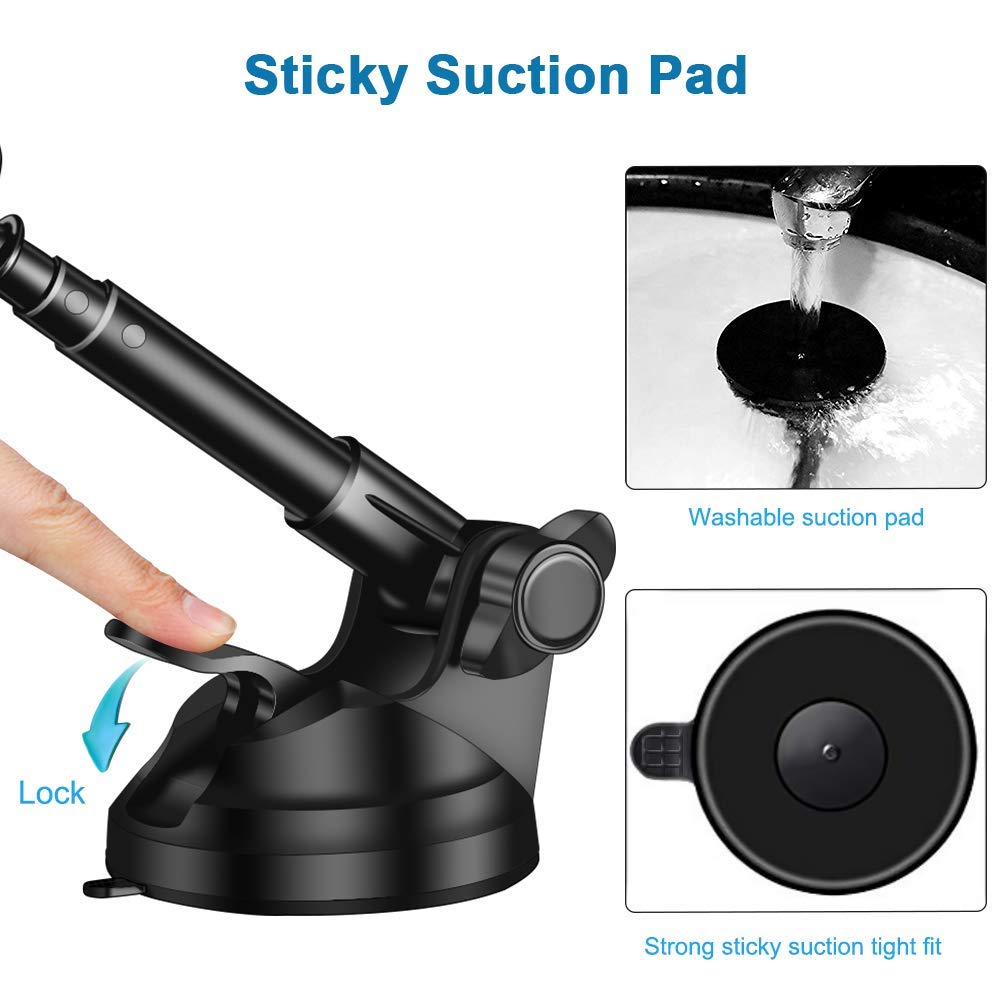 AIRGINE Magnetic Phone Car Mount Holder, Mobile Phone Cradle with 6 Strong Magnets for Dashboard and Windshield,Metal Telescopic Arm for iPhone Xs Max/XR/XS/X/8/7/6/6S, Galaxy S9/S8/S7/Note9/Note8