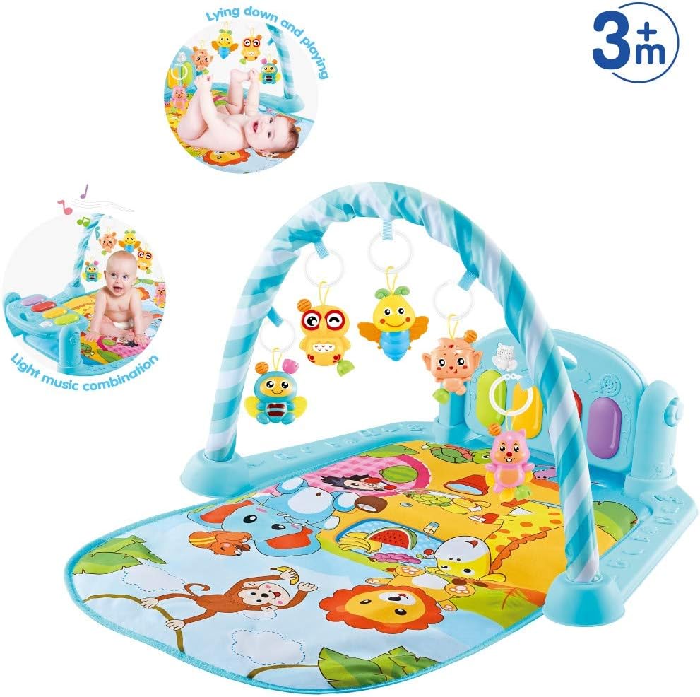 baby mat with toys above