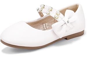 PANDANINJIA Jessica Toddler Girls Dress Shoes Ankle Strap Ballet Flats Flower Girl Shoes for Wedding Party School
