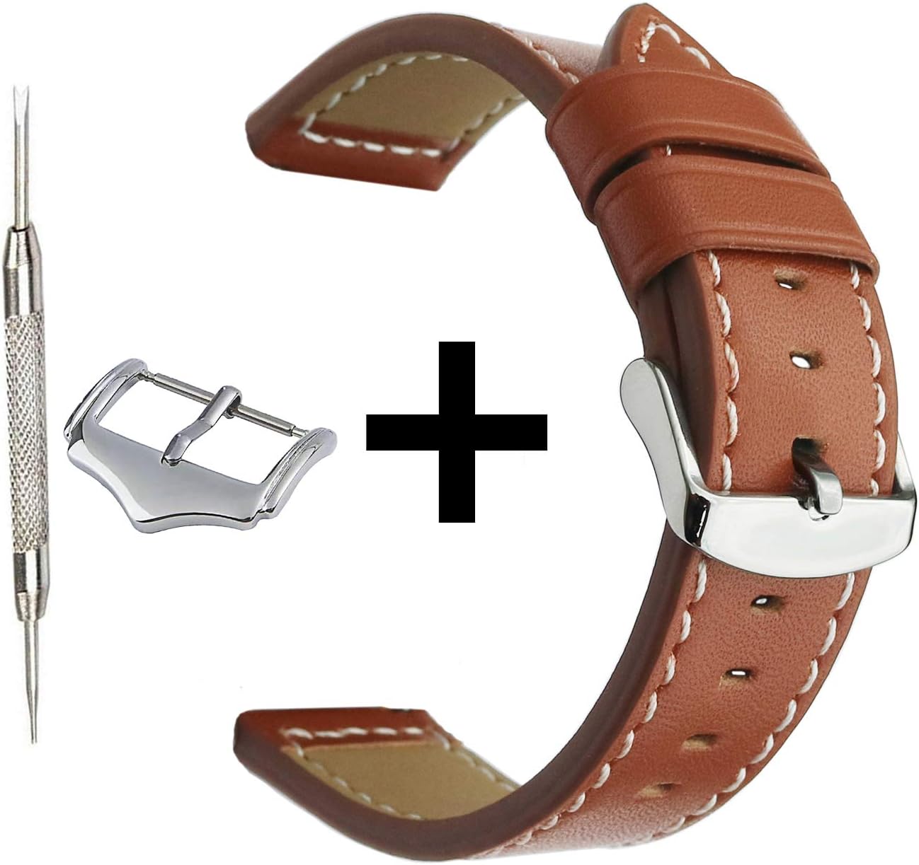 OTOPO Compatible with Galaxy Watch 3 45mm 46mm/Gear S3 Bands/Huawei Wach GT/Ticwatch Pro 22mm Quick Release Leather Wrist Bands for Women Men Smartwatch (Brown, 22mm)